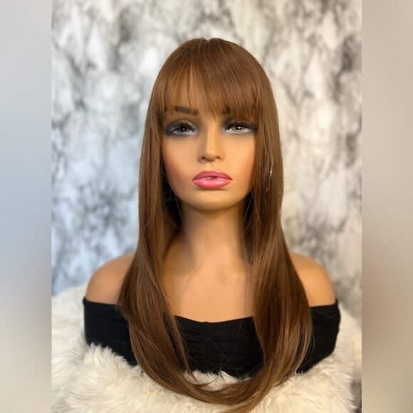 Chesnut Brown Layered wig with Bangs 22” - Picture 1 of 7